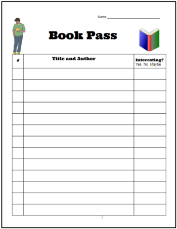 Here's a FREE Book Pass Handout from Teaching ELA with Joy
