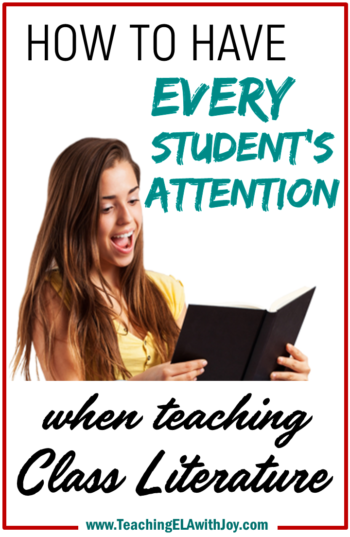 Read about strategies to get your students excited about reading short stories and whole class novels. Keep everyone focused when reading in class! TeachingELAwithJoy.com #literature #middleschoolenglish #reading