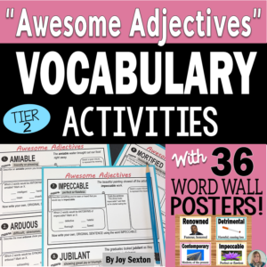 Vocabulary Activities - Awesome Adjectives - Teach your students meaningful Tier 2 words with engaging activities, assessments, and visuals! 