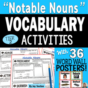 Vocabulary Activities - Notable Nouns - Teach your students meaningful Tier 2 words with engaging activities, assessments, and visuals!