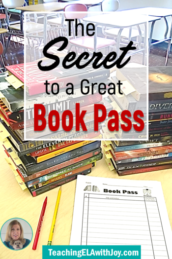 Hook your students on independent reading with a Book Pass! Learn the secret to a successful Book Pass with 30 suggested YA titles. TeachingELAwithJoy.com #independentreading #bookpass #speeddating