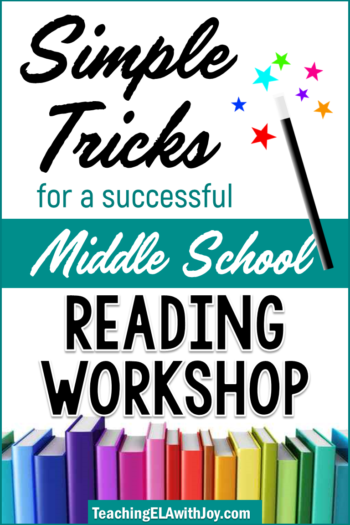 Use these helpful tricks to set up an awesome reading workshop that will have your students reading independent novels with ease! Great advice for middle school teachers. Read more at TeachingELA withJoy.com #readingworkshop #independentreading #middleschoolenglish