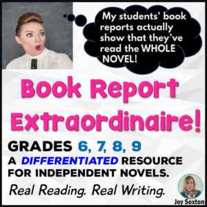 Here's a Book Response for independent novels that offers choice for your students and is differentiated for three learning styles. Perfect for middle school! #independentreading #bookreport #bookclub