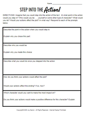 Here's a literary response page teachers can print and add to ELA distance learning packets. Use with any literature for middle school and high school students.